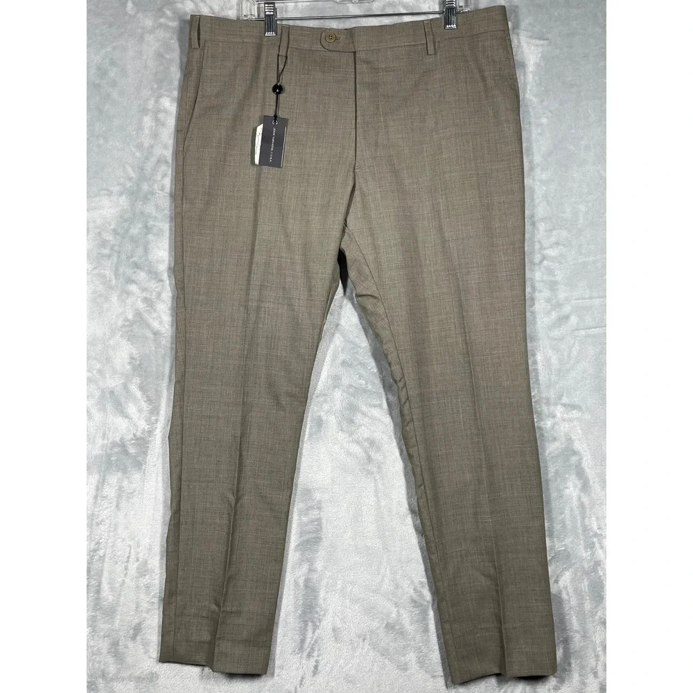 John Varvatos USA Mens 40x29 Bedford St-T Brown 100% Wool Dress Pants NWT $198